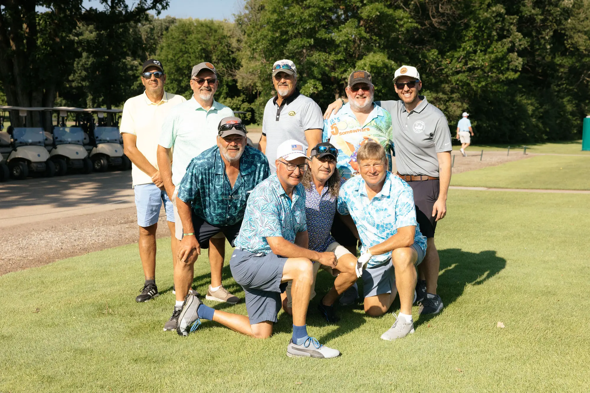 A lively group of golfers having fun together at Coop's Cup